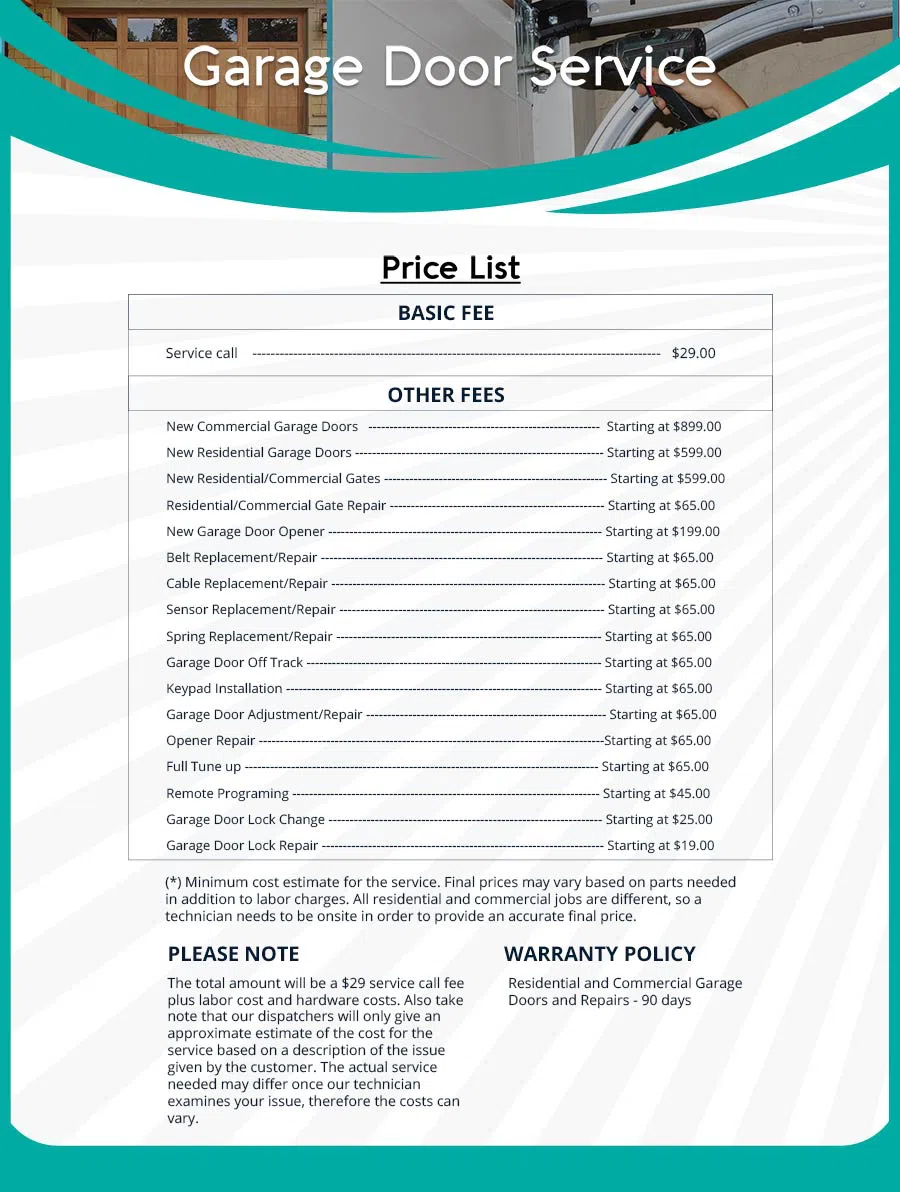 Garage Door Mobile Service Repair San Francisco, CA 415-639-1416